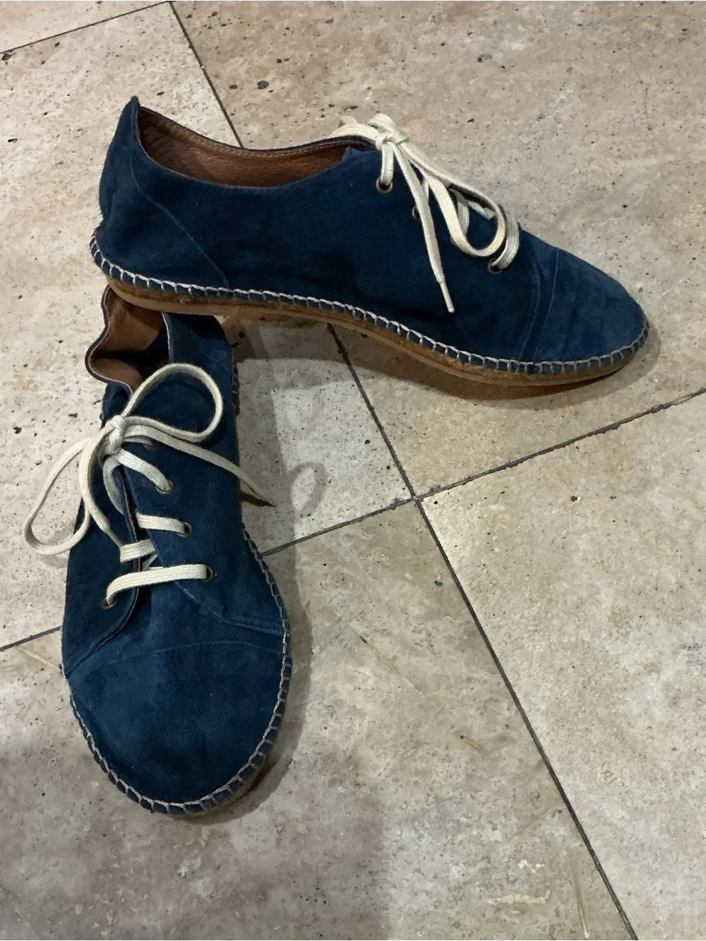 Chocolate Blu Navy Suede Lace-Up Espadrille Shoes